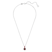 Birthstone pendant, Square cut, January, Red, Rhodium plated by SWAROVSKI