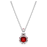 Birthstone pendant, Square cut, January, Red, Rhodium plated by SWAROVSKI