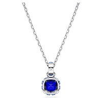 Birthstone pendant, Square cut, September, Blue, Rhodium plated by SWAROVSKI
