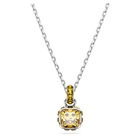 Birthstone pendant, Square cut, November, Yellow, Rhodium plated by SWAROVSKI