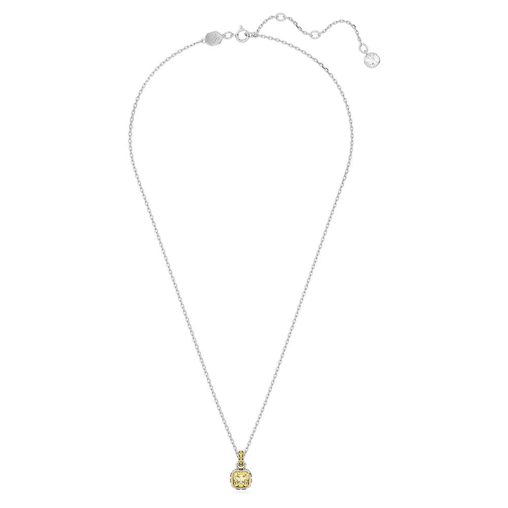 Birthstone pendant, Square cut, November, Yellow, Rhodium plated by SWAROVSKI
