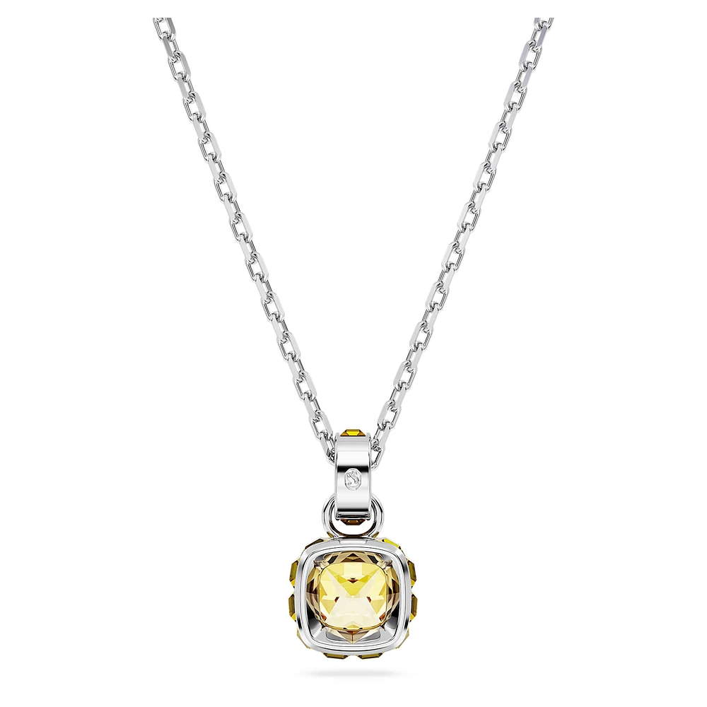Birthstone pendant, Square cut, November, Yellow, Rhodium plated by SWAROVSKI