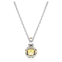 Birthstone pendant, Square cut, November, Yellow, Rhodium plated by SWAROVSKI