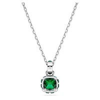 Birthstone pendant, Square cut, May, Green, Rhodium plated by SWAROVSKI