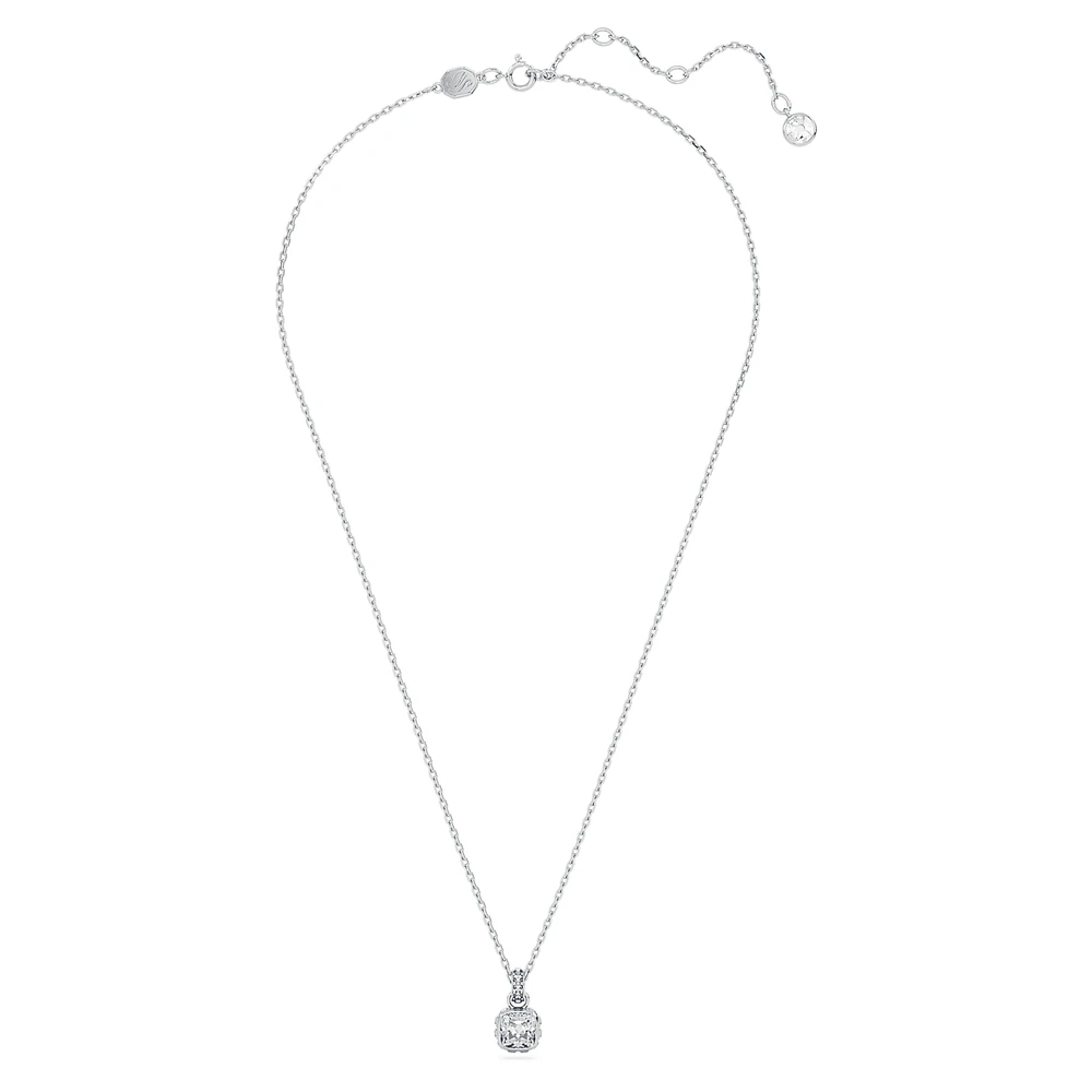 Birthstone pendant, Square cut, March, Blue, Rhodium plated by SWAROVSKI