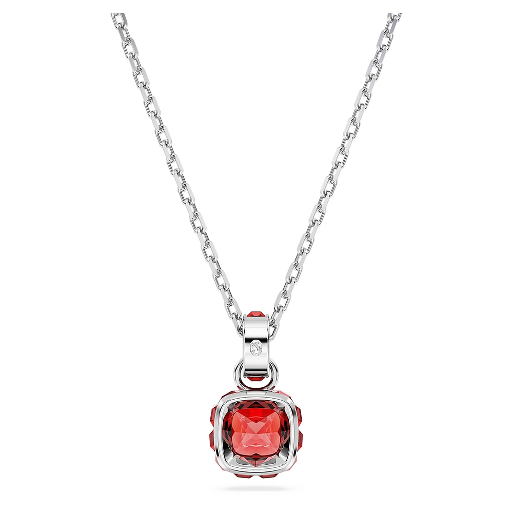 Birthstone pendant, Square cut, July, Red, Rhodium plated by SWAROVSKI