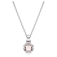 Birthstone pendant, Square cut, June, Pink, Rhodium plated by SWAROVSKI