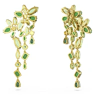 Gema drop earrings, Mixed cuts, Green, Gold-tone plated by SWAROVSKI
