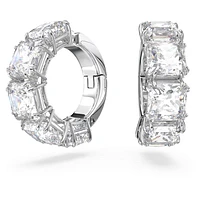 Millenia clip earrings, Square cut, White, Rhodium plated by SWAROVSKI