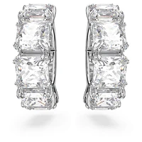 Millenia clip earrings, Square cut, White, Rhodium plated by SWAROVSKI