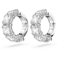 Millenia clip earrings, Square cut, White, Rhodium plated by SWAROVSKI