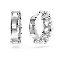Millenia clip earrings, Square cut, White, Rhodium plated by SWAROVSKI