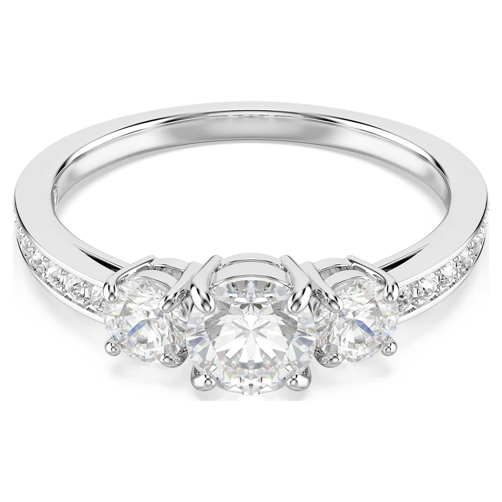 Attract Trilogy ring, Round cut, White, Silver-tone finish by SWAROVSKI