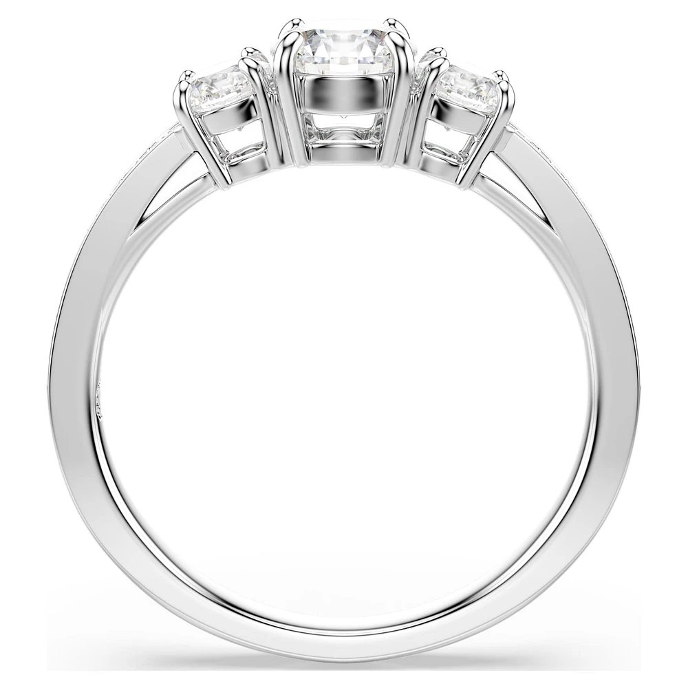 Attract Trilogy ring, Round cut, White, Silver-tone finish by SWAROVSKI