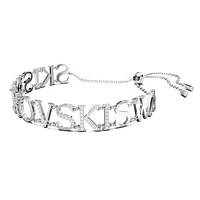 Wordmark bracelet, Swarovski, White, Rhodium plated by SWAROVSKI