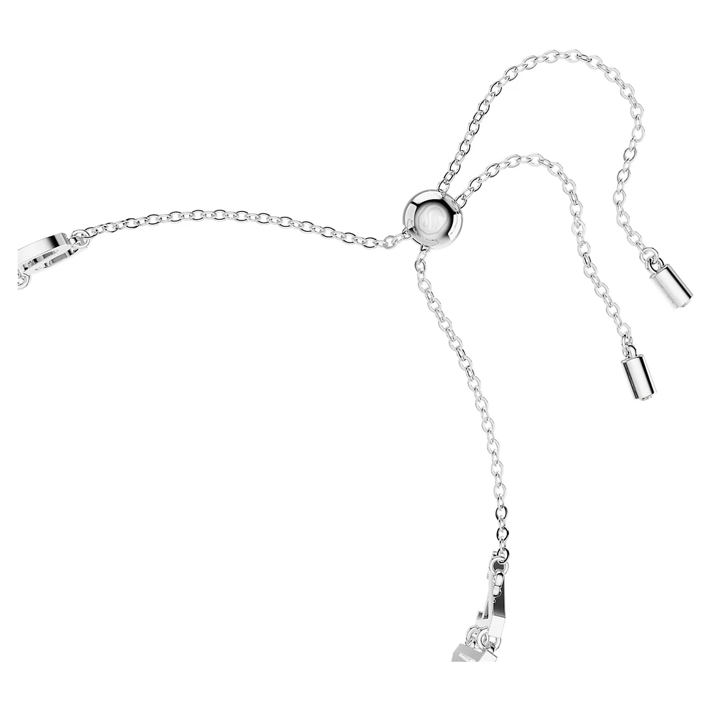 Wordmark bracelet, Swarovski, White, Rhodium plated by SWAROVSKI