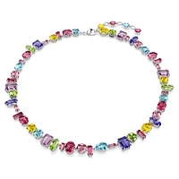 Gema necklace, Mixed cuts, Multicolored, Rhodium plated by SWAROVSKI