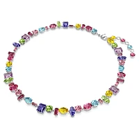 Gema necklace, Mixed cuts, Multicolored, Rhodium plated by SWAROVSKI