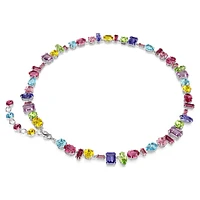 Gema necklace, Mixed cuts, Multicolored, Rhodium plated by SWAROVSKI