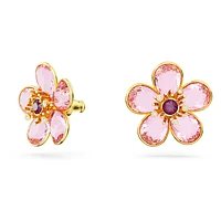 Florere stud earrings, Flower, Pink, Gold-tone plated by SWAROVSKI