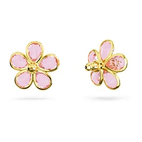 Florere stud earrings, Flower, Pink, Gold-tone plated by SWAROVSKI