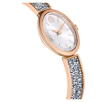Crystal Rock Oval watch, Swiss Made, Crystal bracelet, Rose gold tone, Rose gold-tone finish by SWAROVSKI