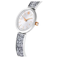 Crystal Rock Oval watch, Swiss Made, Crystal bracelet, White, Stainless steel by SWAROVSKI
