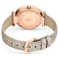 Crystalline Wonder watch, Swiss Made, Leather strap, Beige, Rose gold-tone finish by SWAROVSKI