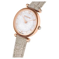 Crystalline Wonder watch, Swiss Made, Leather strap, Beige, Rose gold-tone finish by SWAROVSKI