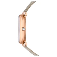 Crystalline Wonder watch, Swiss Made, Leather strap, Beige, Rose gold-tone finish by SWAROVSKI