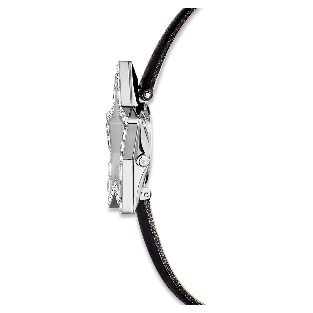Symbolica Star watch, Swiss Made, Star, Leather strap, White, Stainless steel by SWAROVSKI