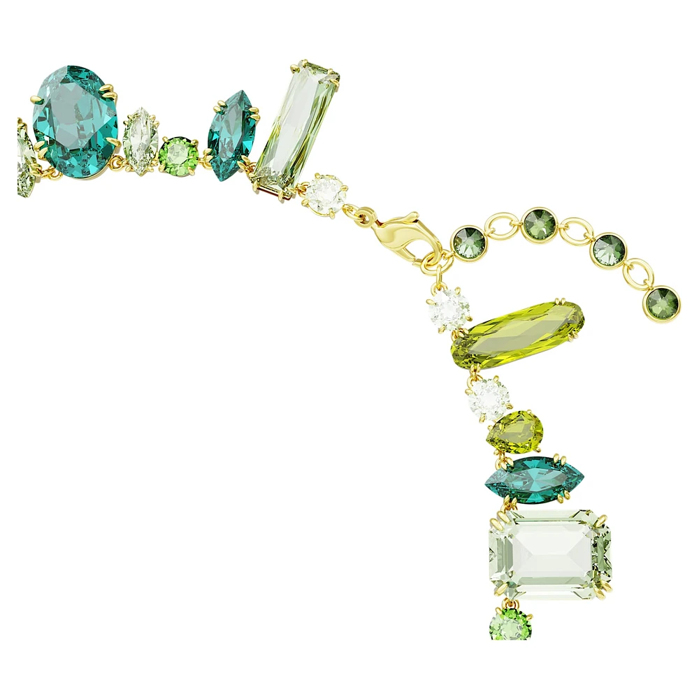 Gema necklace, Mixed cuts, Green, Gold-tone plated by SWAROVSKI