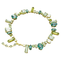 Gema necklace, Mixed cuts, Green, Gold-tone plated by SWAROVSKI