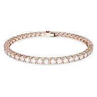 Matrix Tennis bracelet, Round cut, White, Rose gold-tone plated by SWAROVSKI