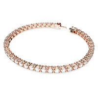 Matrix Tennis bracelet, Round cut, White, Rose gold-tone plated by SWAROVSKI