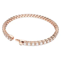 Matrix Tennis bracelet, Round cut, White, Rose gold-tone plated by SWAROVSKI