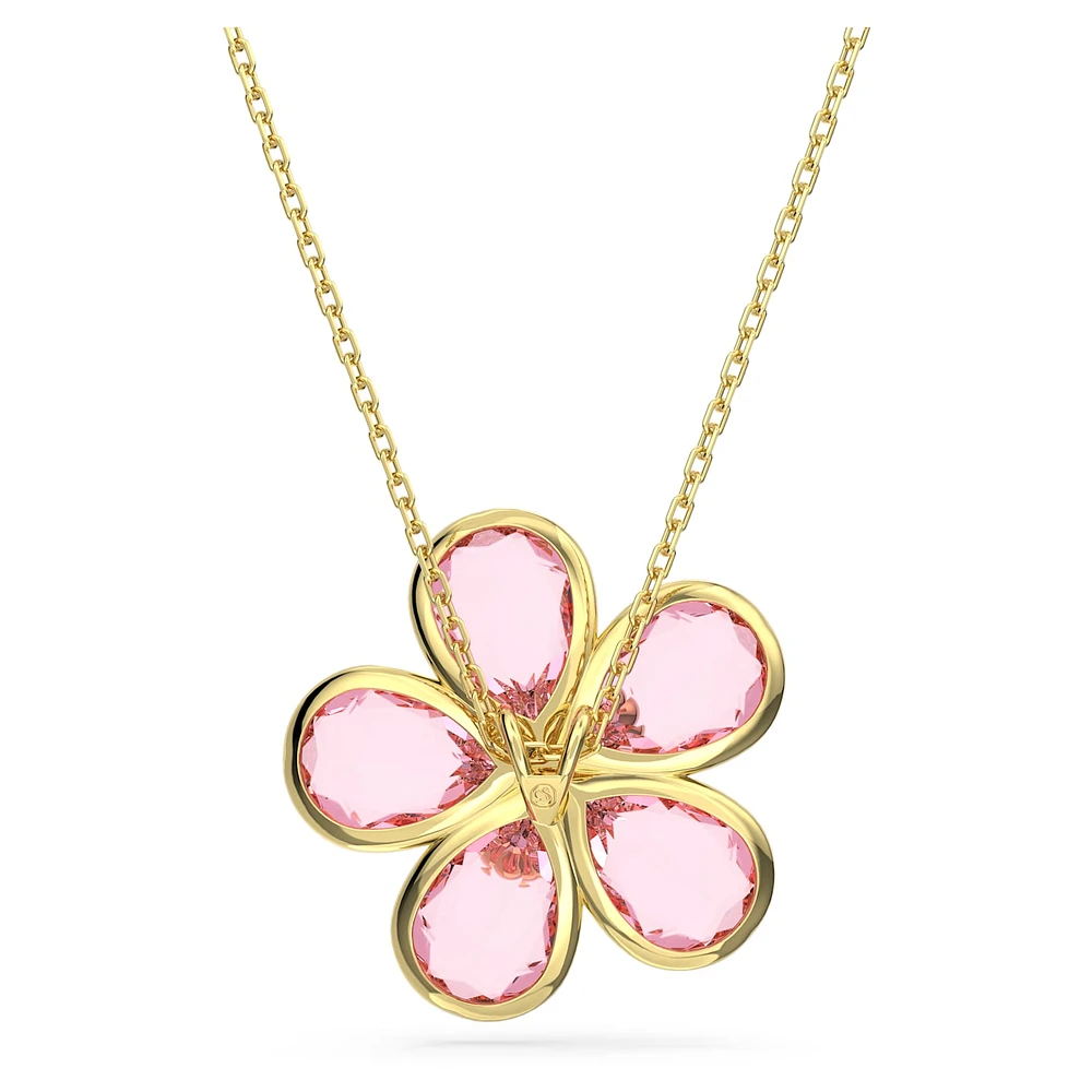 Florere pendant, Flower, Small, Pink, Gold-tone plated by SWAROVSKI