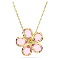 Florere pendant, Flower, Small, Pink, Gold-tone plated by SWAROVSKI