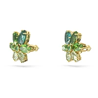 Gema stud earrings, Mixed cuts, Flower, Green, Gold-tone plated by SWAROVSKI