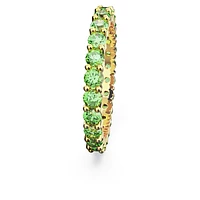 Matrix ring, Round cut, Green, Gold-tone plated by SWAROVSKI