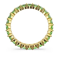 Matrix ring, Round cut, Green, Gold-tone plated by SWAROVSKI