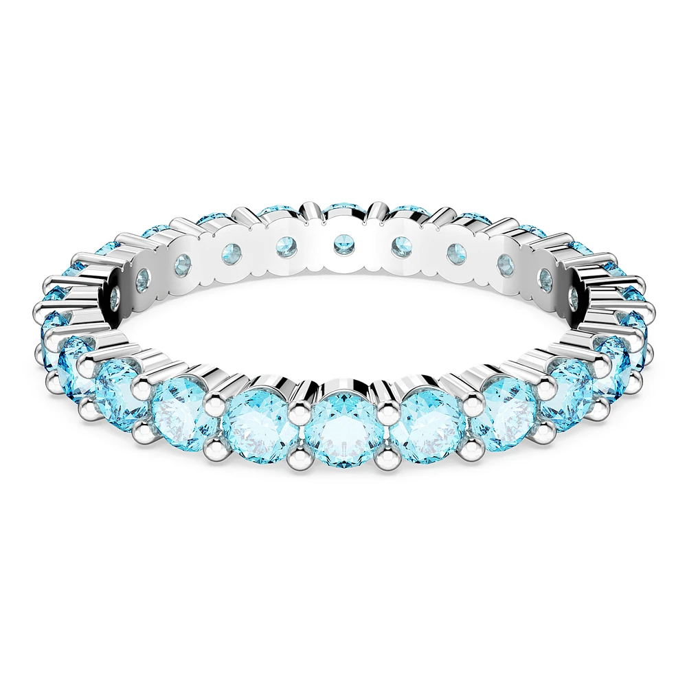 Matrix ring, Round cut, Blue, Rhodium plated by SWAROVSKI