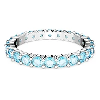 Matrix ring, Round cut, Blue, Rhodium plated by SWAROVSKI