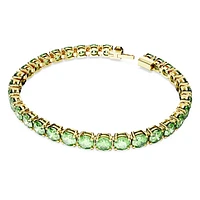 Matrix Tennis bracelet, Round cut, Green, Gold-tone plated by SWAROVSKI