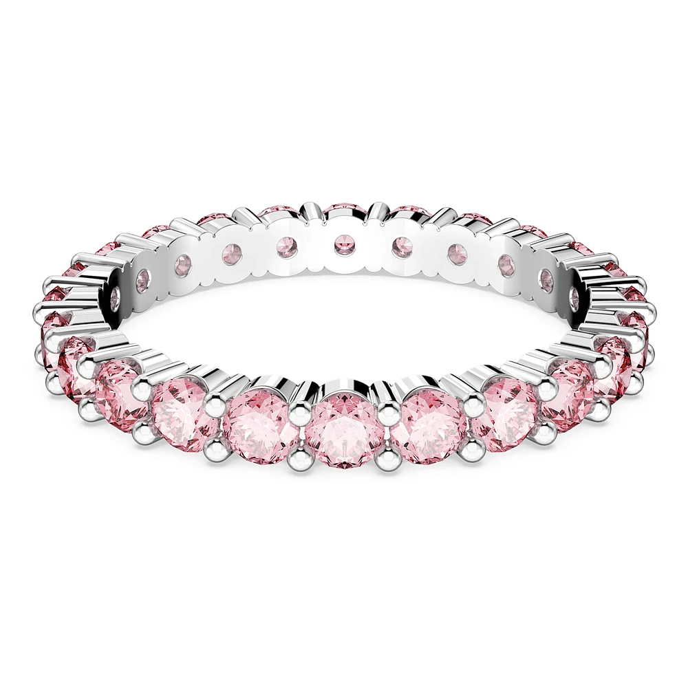 Matrix ring, Round cut, Pink, Rhodium plated by SWAROVSKI