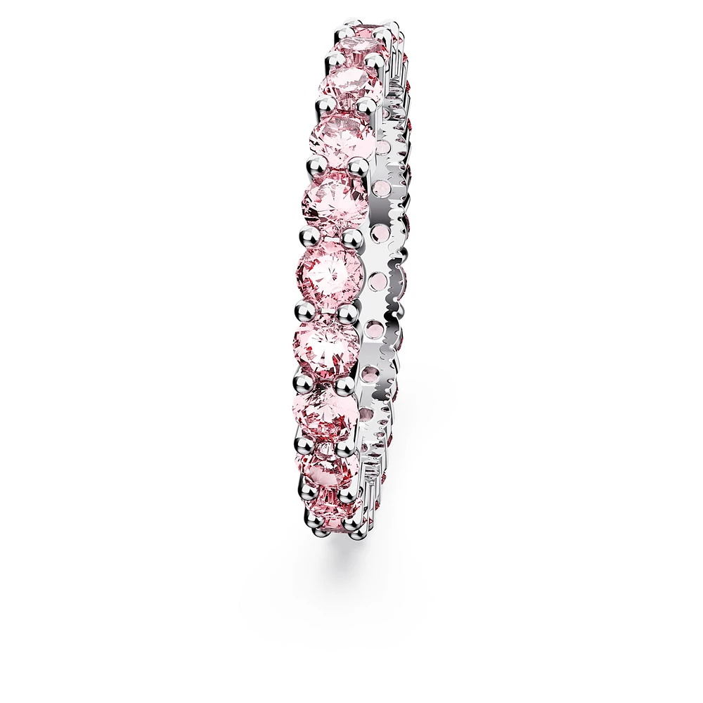 Matrix ring, Round cut, Pink, Rhodium plated by SWAROVSKI
