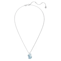 Swan pendant, Swan, Medium, Blue, Rhodium plated by SWAROVSKI