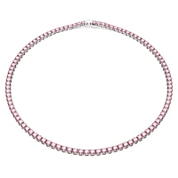 Matrix Tennis necklace, Round cut, Small, Pink, Rhodium plated by SWAROVSKI