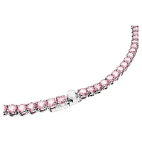 Matrix Tennis necklace, Round cut, Small, Pink, Rhodium plated by SWAROVSKI