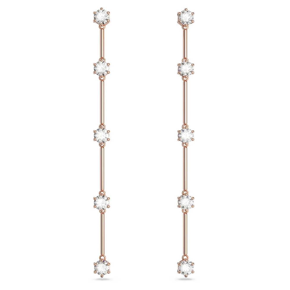 Constella drop earrings, Round cut, White, Rose gold-tone plated by SWAROVSKI